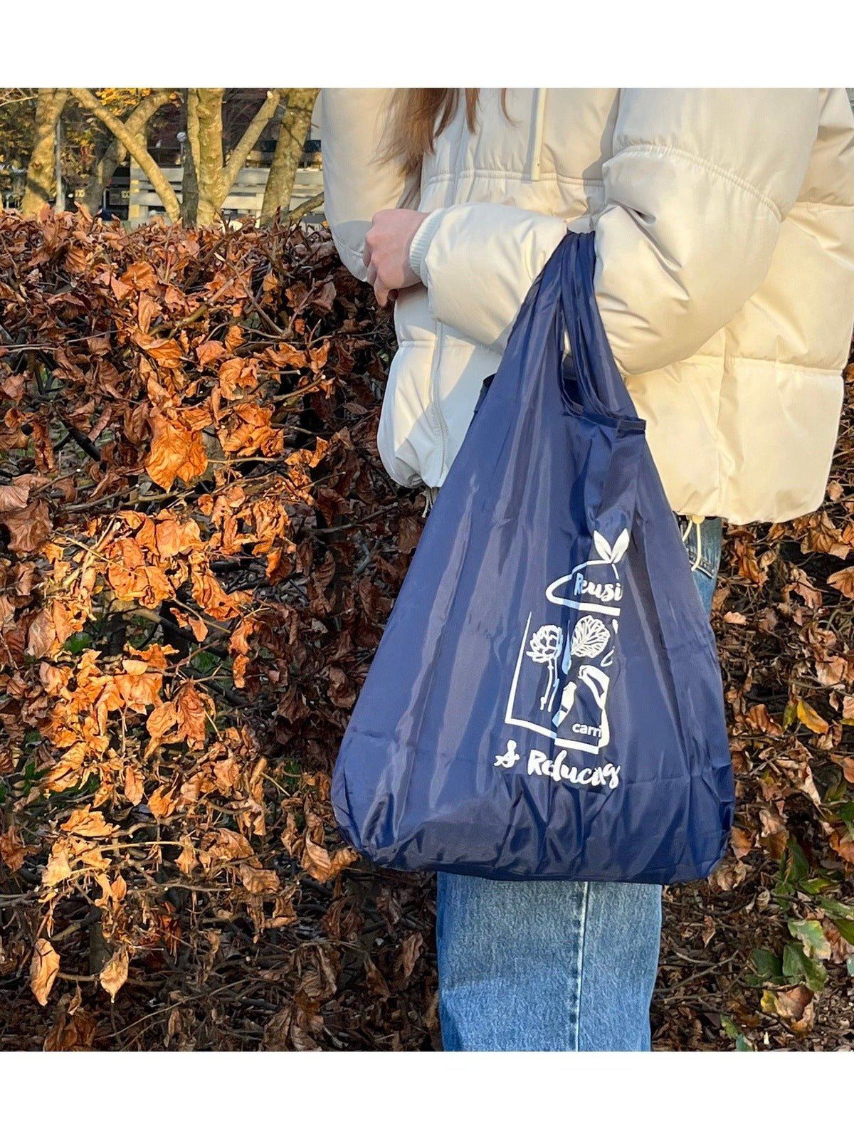 Blue polyester shopping bag